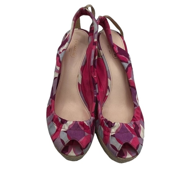 Coach Multi Color Maritza Espadrille Wedge Platform Sandals Size 8 Women’s - Picture 5 of 9